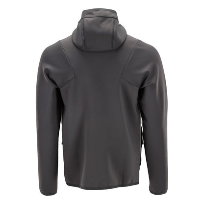 Fleece sweater, hood, zip microfleece jacket, anthracite gray