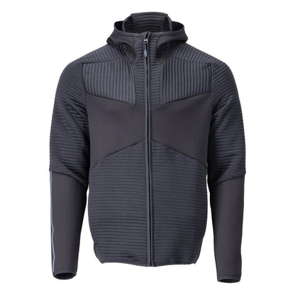 Fleece sweater, hood, zipper microfleece jacket, black-blue