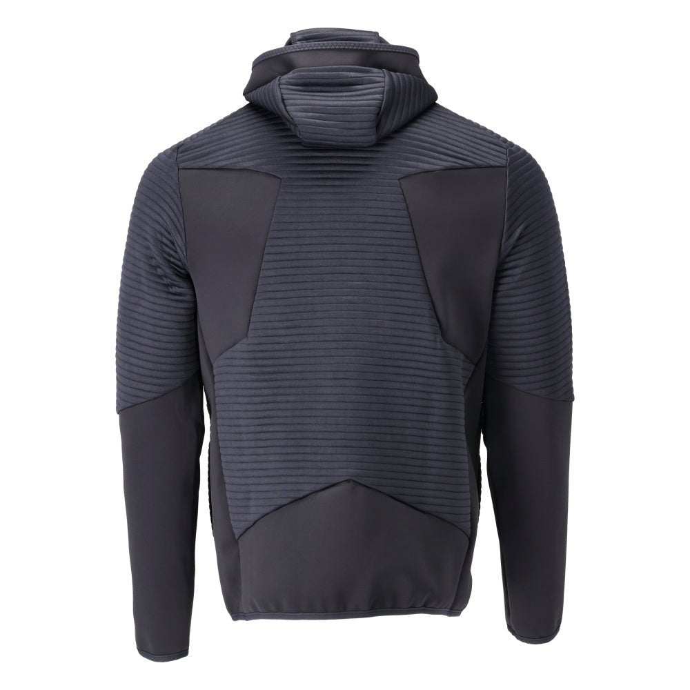 Fleece sweater, hood, zipper microfleece jacket, black-blue