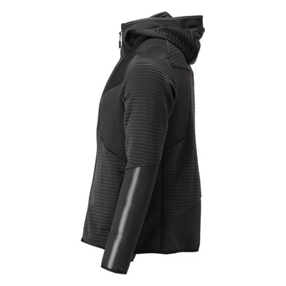 Fleece sweater, hood, zipper microfleece jacket, black