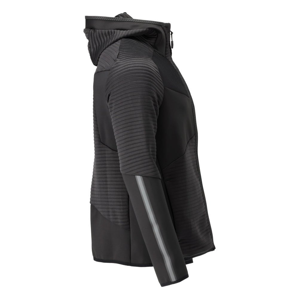 Fleece sweater, hood, zipper microfleece jacket, black