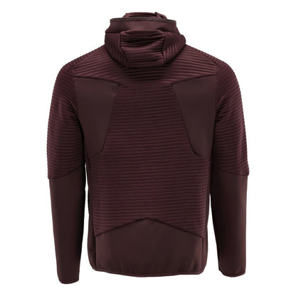 Fleece sweater, hood, zip microfleece jacket, burgundy