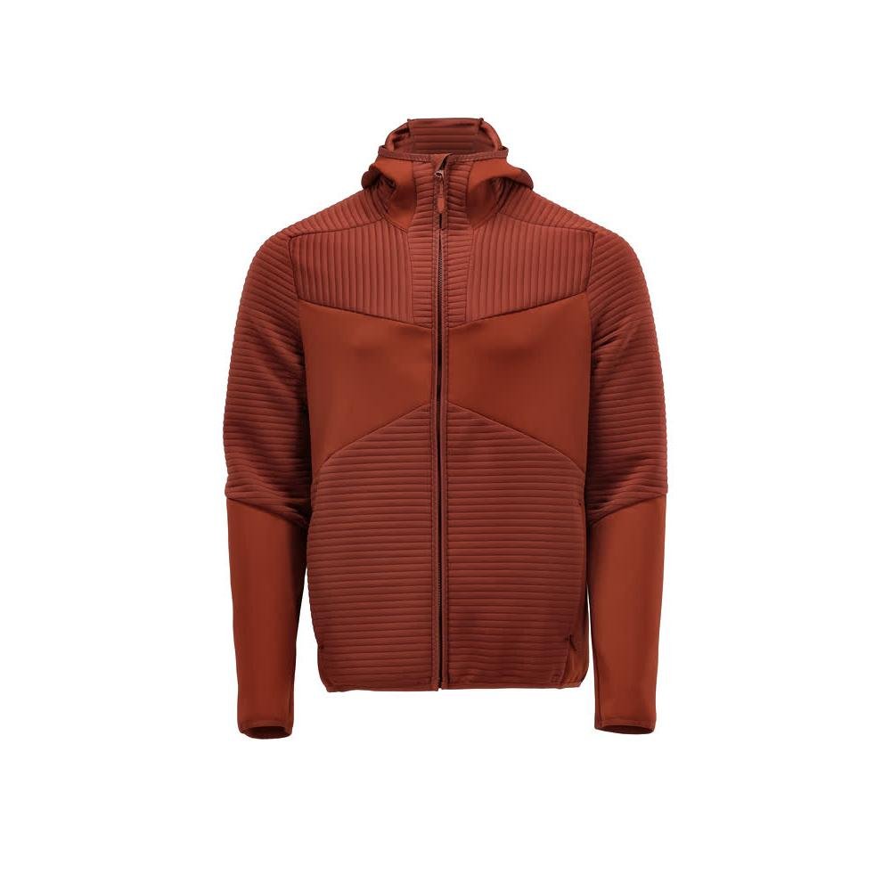 Fleece sweater, hood, zip microfleece jacket, autumn red