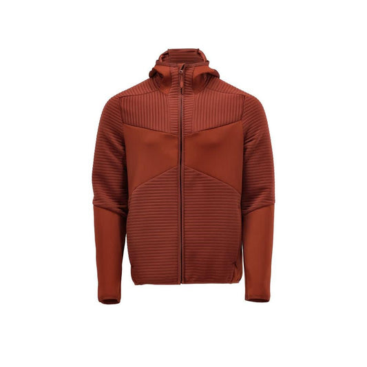 Fleece sweater, hood, zip microfleece jacket, autumn red