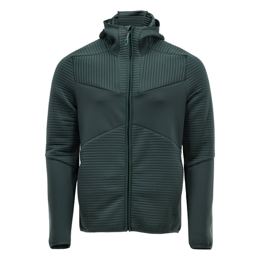 Fleece sweater, hood, zip microfleece jacket, forest green