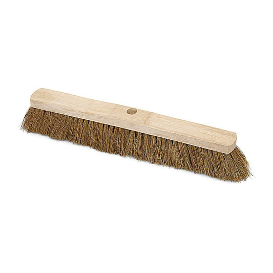 The Nölle Profi Brush hall broom natural coconut saddle wood by Nölle Profi Brush brush & paintbrush technology e.K. with densely filled coconut bristles and central handle hole is depicted on a white background.
