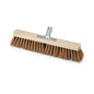 The Nölle Profi Brush hall broom Poly-Coconut with metal handle holder from Nölle Profi Brush Brush & Paint Technology e.K. has stiff brown bristles, a wooden block, and a metal handle holder, depicted on a white background.