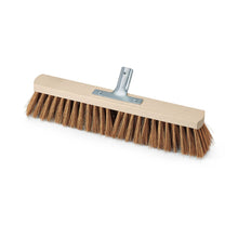 The Nölle Profi Brush Hall Broom 50 cm Poly-Coconut with Metal Handle Holder from Nölle Profi Brush Brush & Paintbrush Technology e.K. is depicted with a wooden block and brown bristles on a white background.