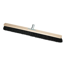 The Nölle Profi Brush hall broom natural hair with metal handle holder from Nölle Profi Brush Bürsten- & Pinseltechnik e.K. features black natural hair bristles, a wooden holder, and a metal handle holder - ideal for sweeping large areas.