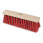 The Nölle Profi Brush Street Broom Elaston 40 cm has a rectangular flat wood broom head, 6x20 rows of stiff red Elaston bristles, and a central hole for the handle, depicted on a white background.