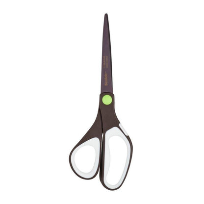 The Scotch™ titanium scissors, 20 cm from 3M Deutschland GmbH is a black scissors with white and green accents, pointed tip, and ergonomic handles on a white background.