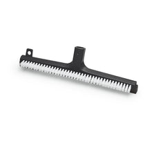The Nölle Profi Brush Duo-Water Squeegee 43 cm with foam rubber bristles by Nölle Profi Brush Bürsten- & Pinseltechnik e.K. is a black plastic floor squeegee with white foam bristles in a row for efficient cleaning.
