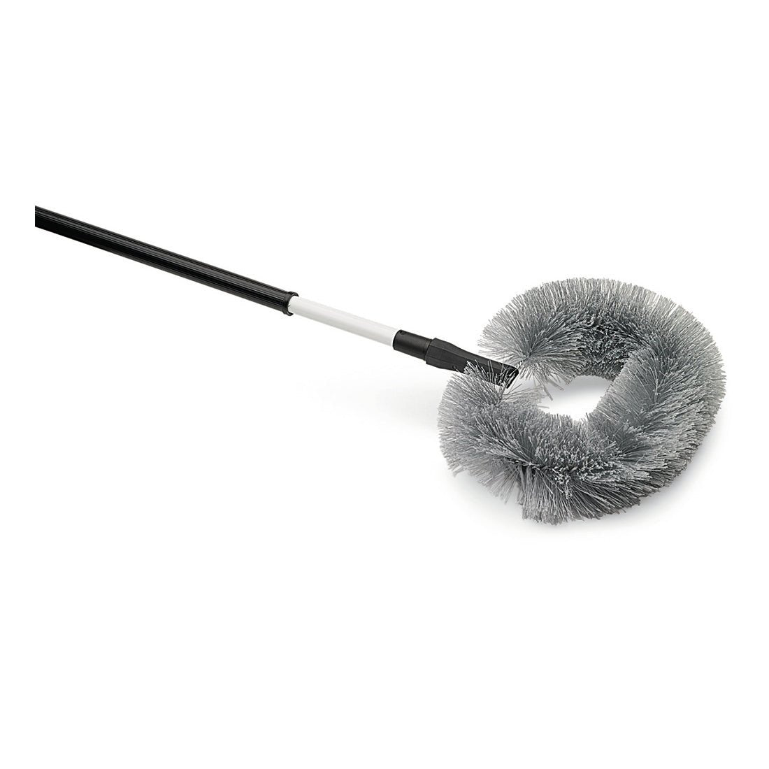 The Nölle Profi Brush oval dust bee with telescopic handle up to 170 cm, synthetic by Nölle Profi Brush Bürsten- & Pinseltechnik e.K. features stiff synthetic bristles and an extendable handle, depicted on a simple white background.