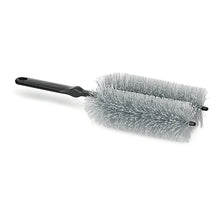 The Nölle Profi Brush Radiator Brush U-Shape (40 cm, Synthetic) has gray bristles and a black plastic handle with two U-shaped, bristled sections and a gap for effective radiator cleaning.