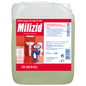 A 5-liter container of Dr. Schnell MILIZID LIME CLEANER from DR.SCHNELL GmbH & Co. KGaA, with a German label showing bathroom fittings and a cartoon penguin holding the product bottle.
