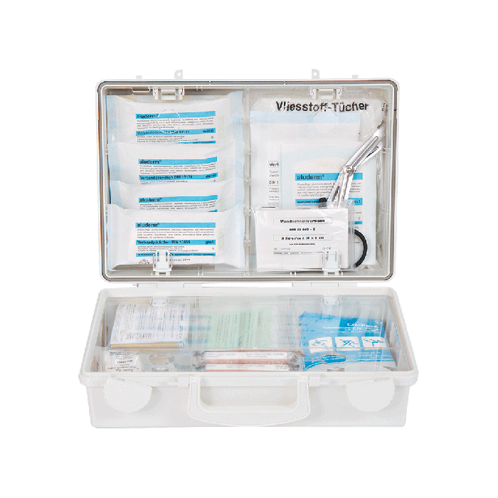 SN-CD First Aid Kit, White, with Standard Contents, DIN 13157