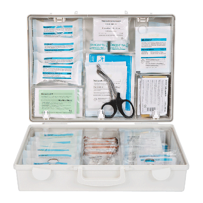MT-CD First Aid Kit, White, with Standard Contents per DIN 13169
