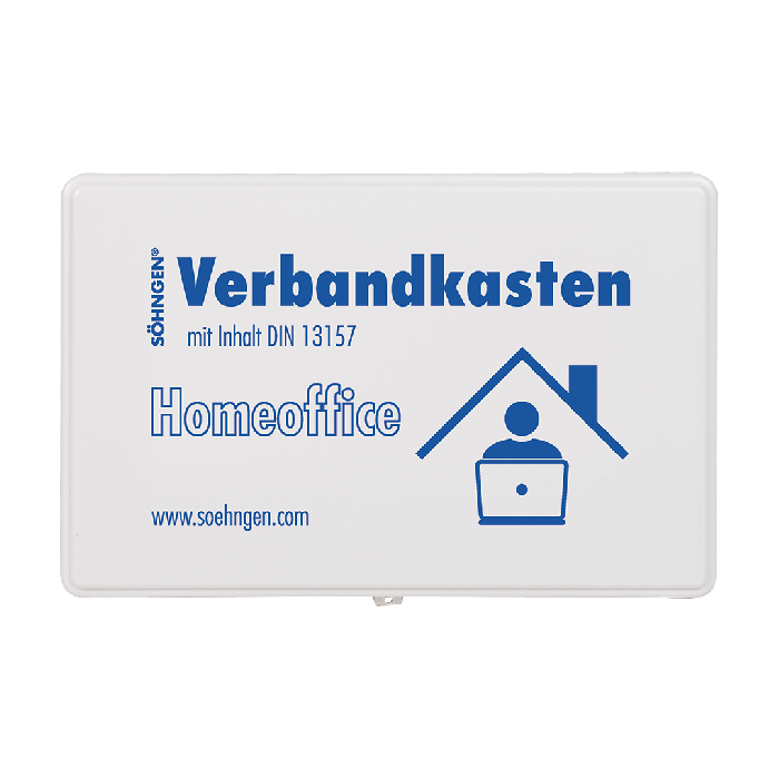 Home Office First Aid Kit, DIN 13157, with Wall Mount, White Plastic