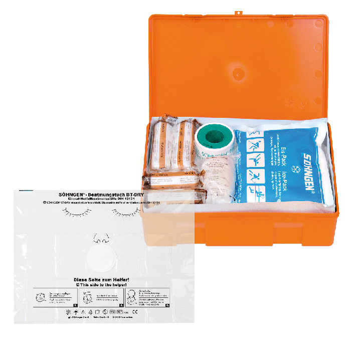 VBK KIEL KU-orange with standard DIN 13157 filling and resuscitation mask