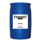 A large blue plastic barrel with the inscription "Dr. Schnell FORMAT GR 1, 200 kg" of DR.SCHNELL GmbH & Co. KGaA contains professional cleaning agent. The closed barrel stands on a white background and reflects quality and service for professionals.