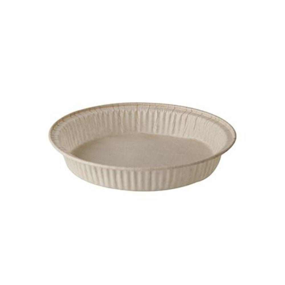 The PAPSTAR "pure" baking molds from PAPSTAR GmbH are brown, round paper plates with a ribbed edge, made from parchment paper with a silicone coating. They offer an eco-friendly alternative for single use or serving light meals. Each package contains 50 pieces.