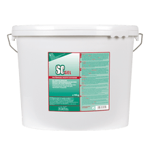 A 10 kg white plastic bucket with a handle and lid contains the Dr. Schnell SC GEL graffiti remover from DR.SCHNELL GmbH & Co. KGaA, a professional graffiti remover. The label shows Italian text in green, red, and white colors.