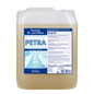 A 10-liter plastic container of Dr. Schnell PETRA oil and grease remover for surfaces from DR.SCHNELL GmbH & Co. KGaA, with a blue-white label, for concentrated oil and grease removal.