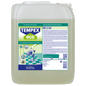 A 10-liter canister of Dr. Schnell TEMPEX ECO ecological basic cleaner for building cleaning floors of DR.SCHNELL GmbH & Co. KGaA, with a green-blue label depicting cleaning tools on a tiled floor.
