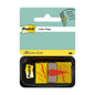 The Post-it® Index Tabs, Standard, Yellow (25.4 mm x 43.2 mm) from 3M Deutschland GmbH contains 50 yellow flags with right-pointing red arrows in a black dispenser. The packaging features a graphic of a flagged document.