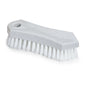The Nölle Profi Brush All-Purpose Brush 18 cm from Nölle Profi Brush Brush & Paintbrush Technology e.K. features hard PP bristles and a handle hole, ideal for cleaning, here in gray plastic on a white base.