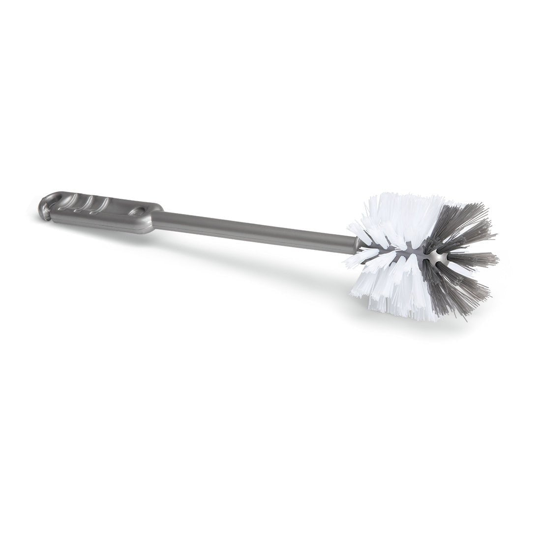 The Nölle Profi Brush glass and cup brush (30 cm, PP and nylon bristles) from Nölle Profi Brush Bürsten- & Pinseltechnik e.K. with a gray handle and white/dark gray bristles is shown on a white background.