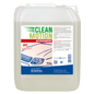 A 20-kg plastic container of Dr. Schnell CLEANMOTION CAR SHAMPOO by DR.SCHNELL GmbH & Co. KGaA, with a white lid and a German label featuring a car motif. The light yellow liquid ensures effective vehicle cleaning for professionals.