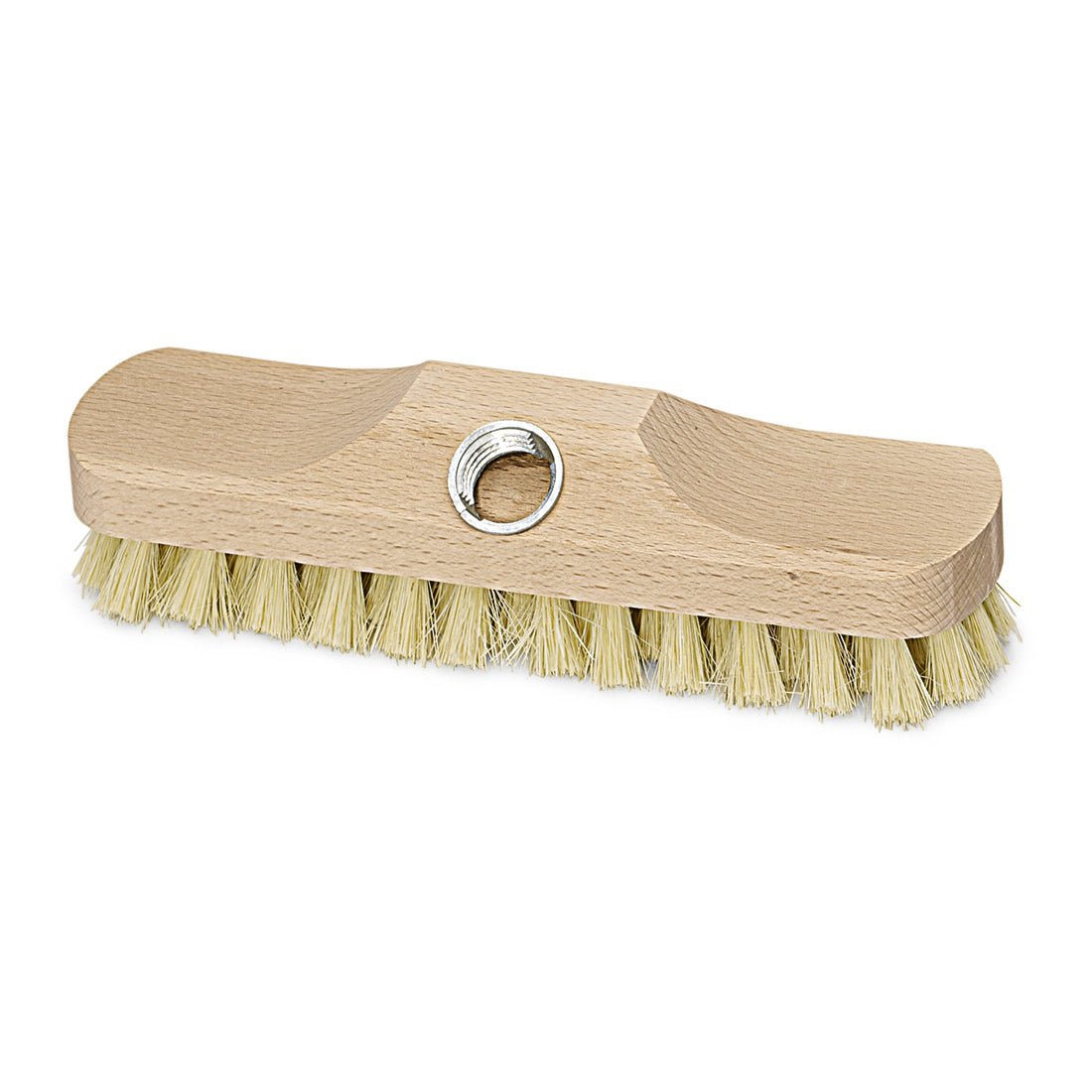 The Nölle Profi-Bürste Scrubber Thermo-Pet (22 cm) from Nölle Profi Brush Bürsten- & Pinseltechnik e.K. is a heat-resistant, medium-hard scrubbing brush with an ergonomic handle and a central metal hole for handle attachment.