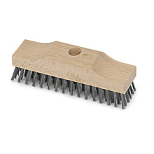 The Nölle Profi Brush Steel Wire Scrubber 22 cm features densely packed, stiff metal bristles and a central hole for handle attachment - perfect for effective cleaning of hard surfaces. By Nölle Profi Brush Bürsten- & Pinseltechnik e.K.