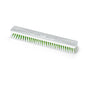 The Nölle Profi Brush BECOnnect Wiper 40 cm with X-bristle made of plastic from Nölle Profi Brush Bürsten- & Pinseltechnik e.K. is a white-green, rectangular broom head with stiff X-bristles and a central hole for handle attachment.