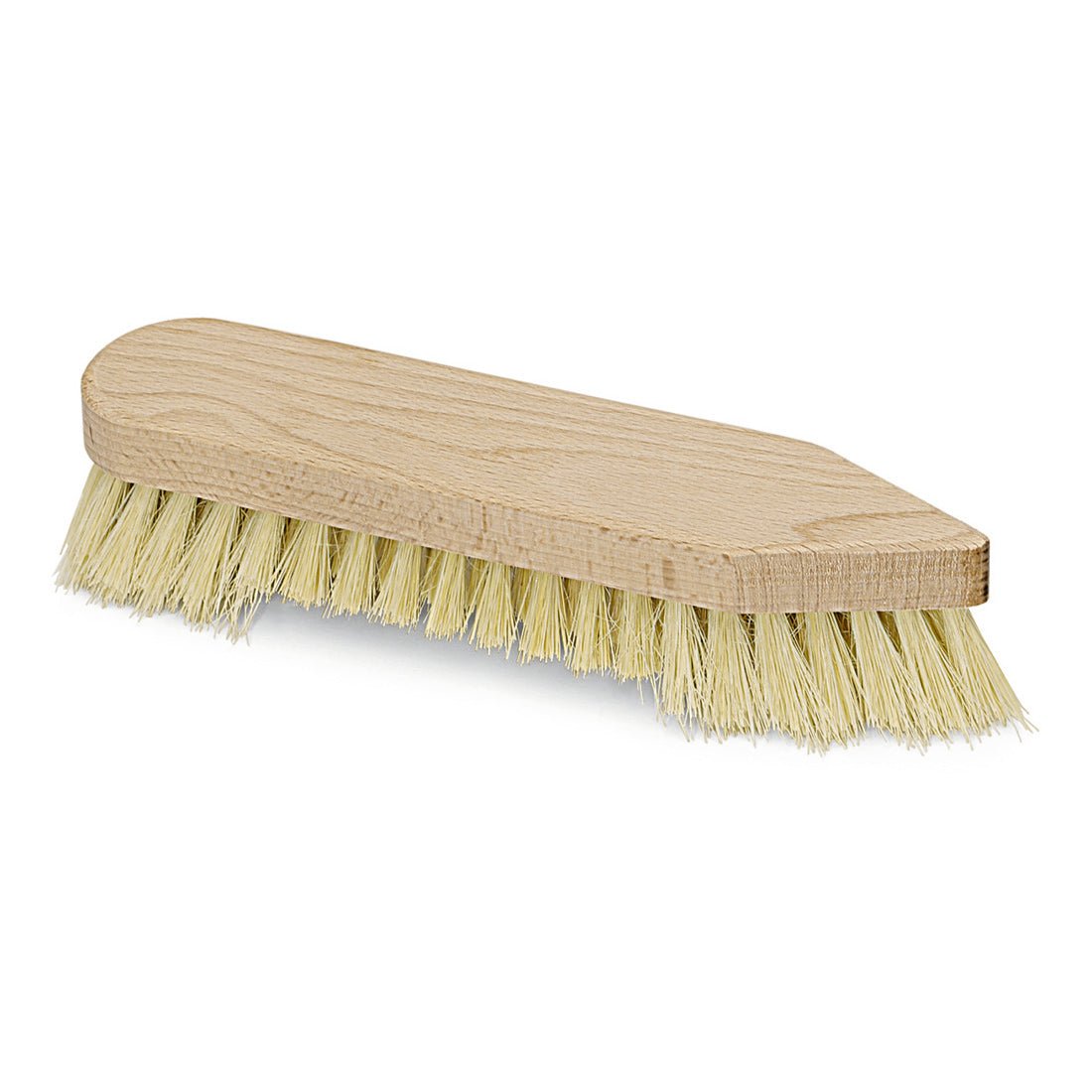 The Nölle Profi Brush Scrubbing Brush Thermo-PET (20 cm, medium-hard, heat-resistant) from Nölle Profi Brush Brush & Paint Technology e.K. has stiff, lightweight bristles and a pointed end, depicted on a white background.