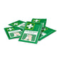 Five green packages of the "Cederroth Safety Skin Cleanser 600 pieces/carton" (1 package) by Orkla Wound Care AB are depicted on a white background, with instructions for handwashing and a white cross for skin cleansing.