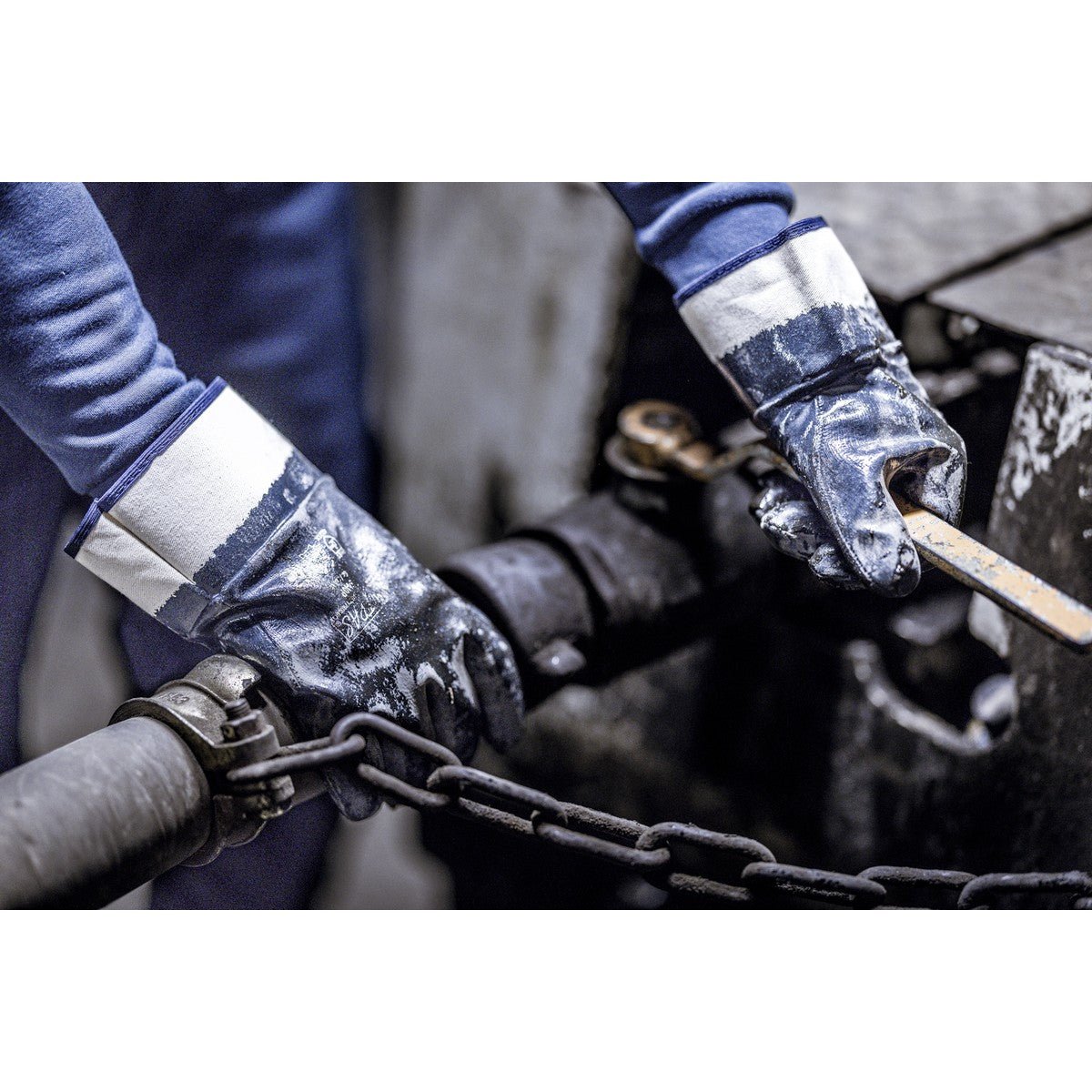 NITRAS nitrile gloves, white / blue