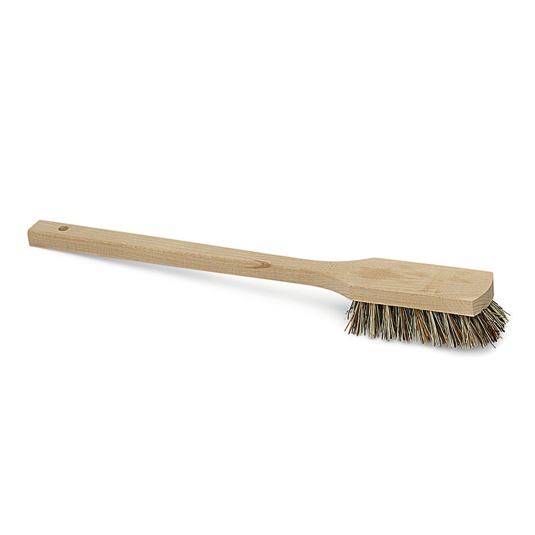 The Nölle Profi Brush Long Handle Brush Union, 42 cm, from Nölle Profi Brush Brush & Paintbrush Technology e.K. is a particularly hard painter's brush with stiff union bristles, wooden handle, rectangular head, and a hole at the end of the handle.