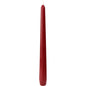 A single dark red taper candle from Duni GmbH (250 x 22 mm, approx. 7h burn time) with a slightly pointed tip and visible wick stands upright against a white background.