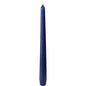 A single dark blue taper candle from Duni GmbH (250 x 22 mm, approx. 7h burn time), with a pointed tip and visible wick, stands upright against a white background.