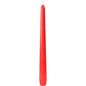 A tall, unlit red Duni GmbH taper candle (approx. 7h burn time, 250 x 22 mm) with a pointed tip and visible wick stands upright against a white background.