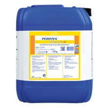 The Dr. Schnell PEROTEX INTENSIV N by DR.SCHNELL GmbH & Co. KGaA is a large blue 12 kg plastic dishwashing cleaner with a black cap, marked for professional use and equipped with instructions and hazard symbols.