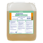 A 12-kg plastic container with the dishwashing detergent Dr. Schnell PEROTEX ALU PROTECT for commercial machines by DR.SCHNELL GmbH & Co. KGaA, labeled in German with product information and instructions for aluminum corrosion protection, filled with yellowish liquid.