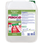 A white 10-liter container with Dr. Schnell PEROCID ECO Descaler for Surfaces from DR.SCHNELL GmbH & Co. KGaA, with a green label featuring product information, safety symbols, and German instructions for this eco-friendly surface descaler.