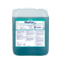 A 10 kg transparent plastic container from DR.SCHNELL GmbH & Co. KGaA Dr. Schnell MAFOR EVO S rinse aid for dishwashers, blue-green liquid with German label, for streak-free drying and effective lime prevention.