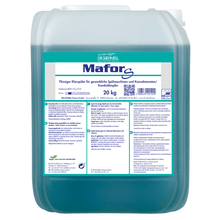 A 20 kg plastic container Dr. Schnell MAFOR EVO S rinse aid for dishwashers from DR.SCHNELL GmbH & Co. KGaA, for streak-free drying and lime prevention; label with information, instructions, and warnings in German.