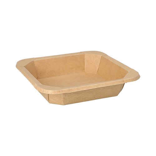 The Starpak 25 lunch boxes, square cardboard from Starpak are rectangular food trays made of brown cardboard with slightly angled sides - an eco-friendly choice for serving meals.