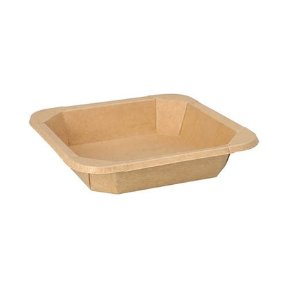 The Starpak 25 lunch boxes, square cardboard from Starpak are rectangular food trays made of brown cardboard with slightly angled sides - an eco-friendly choice for serving meals.