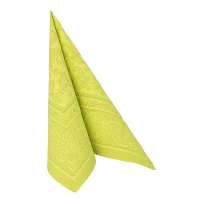 Neatly folded, the green napkin PAPSTAR 50 napkins "ROYAL Collection" (40 x 40 cm, 1/4-fold) of the PAPSTAR GmbH stands on a white background - ideal for festive occasions.